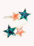 Marbelized Star Duo Clip - Colors: Green Emerald Night & Peach Travertino